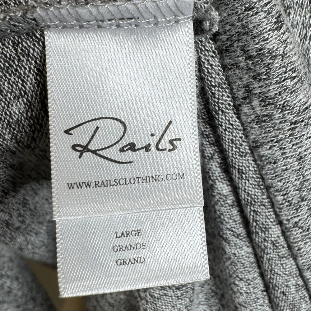 Rails Leigh Melange Gray Pullover Top Long Sleeve Lace Up Shirt Women's Large